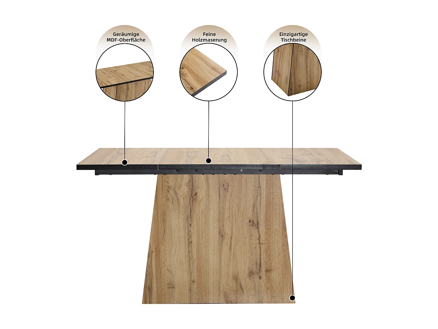 URBAN MEUBLE Table de salle à manger effet bois pour 4-6 personnes 138,5*80*75cm