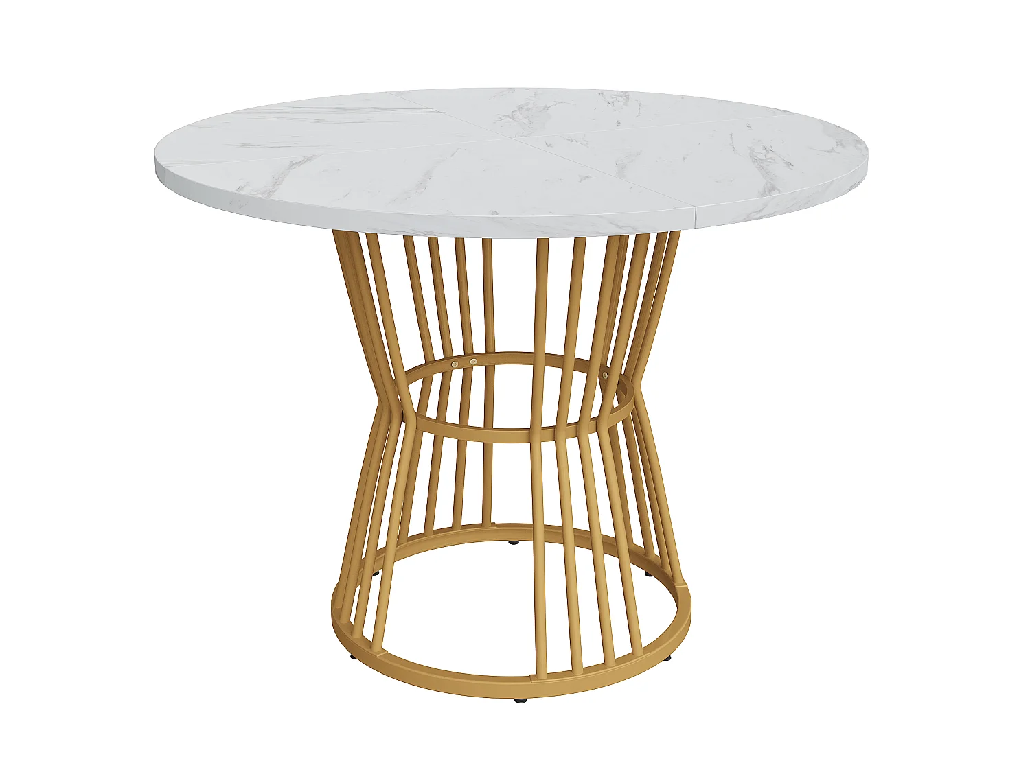 URBAN MEUBLE Table de salle à manger ronde effet marbre moderne pieds dorés 100*100cm