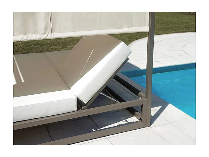 Baldacchino matrimoniale MOIA in alluminio tortora con cuscino in PVC-leather