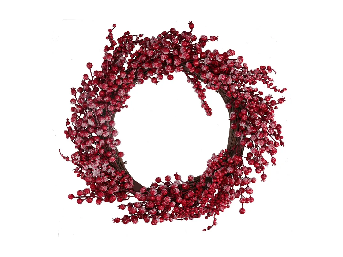 Coroncina plastica bacche ghiacciate rosso cm ø55