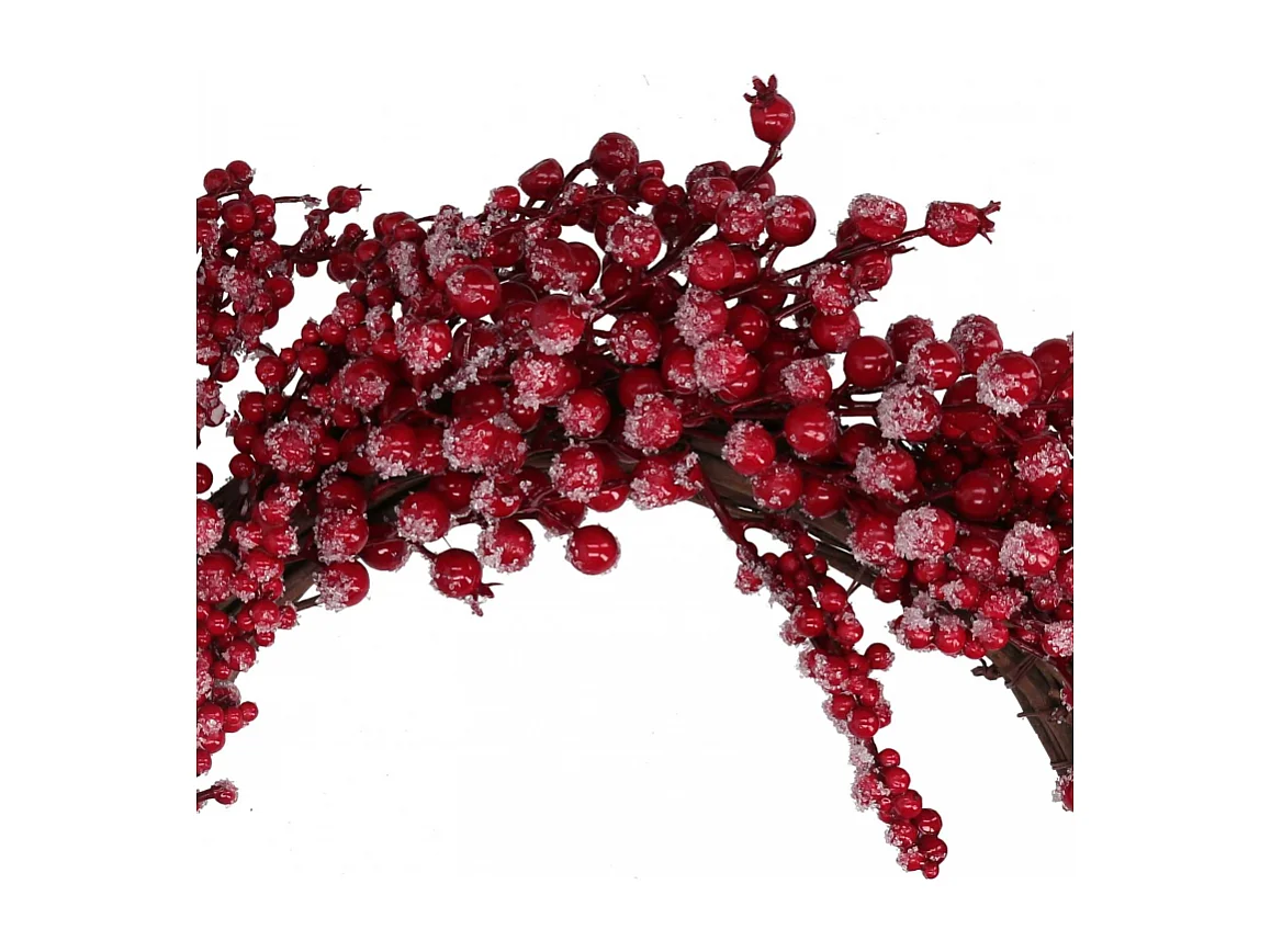 Coroncina plastica bacche ghiacciate rosso cm ø55