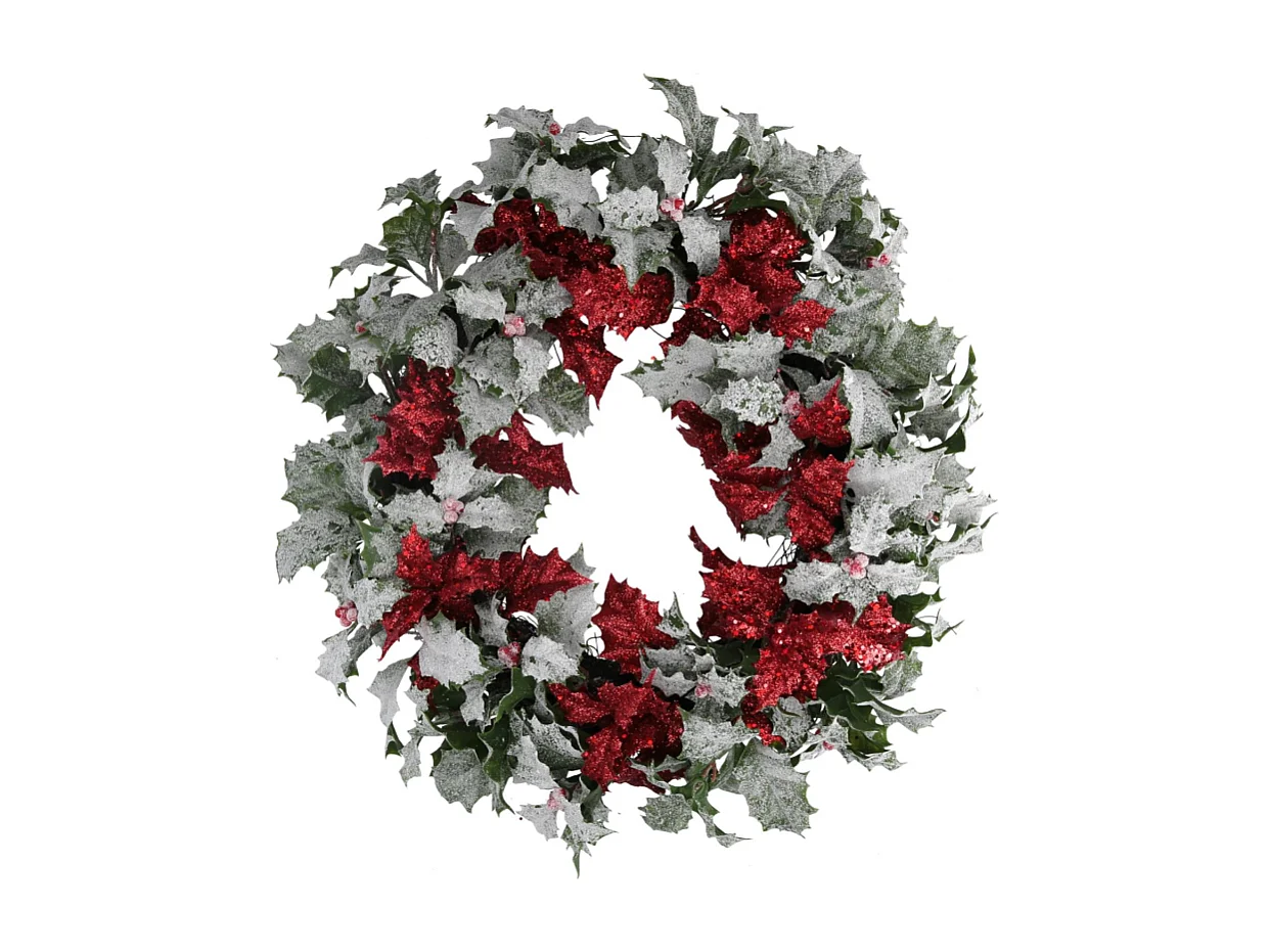 Coroncina con pungitopo rosso cm ø34h45