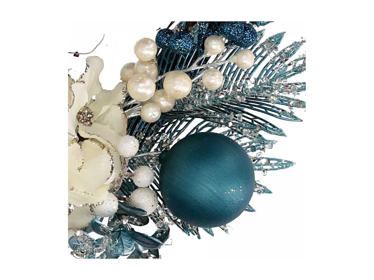 Coroncina plastica sfere bianco e blu cm ø26