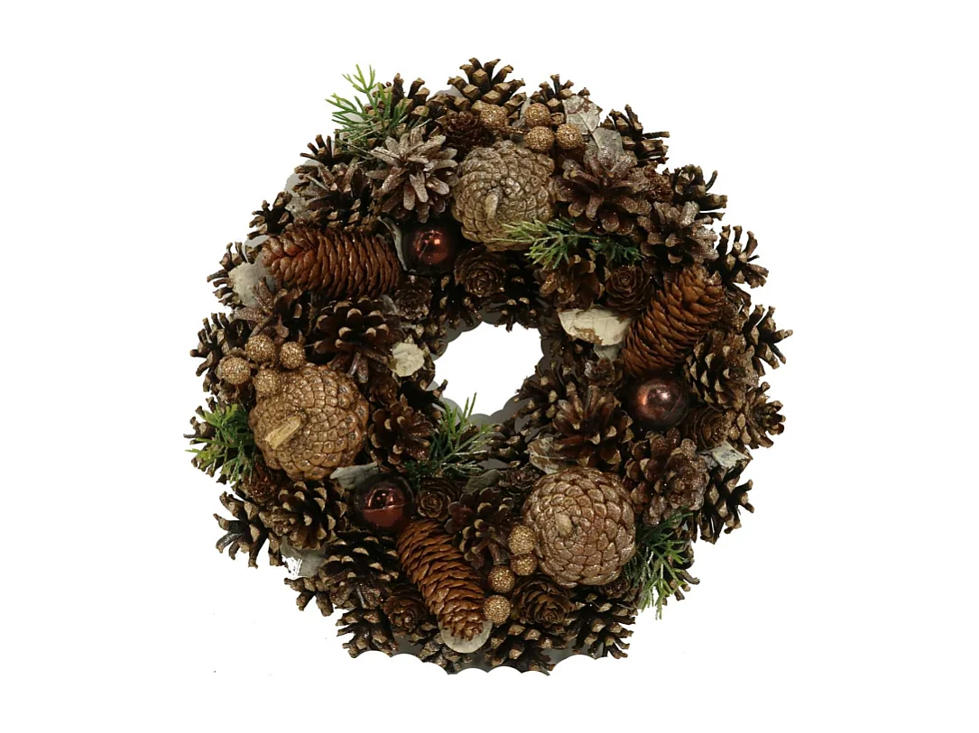 Coroncina con pigne oro marrone cm ø30h7,5