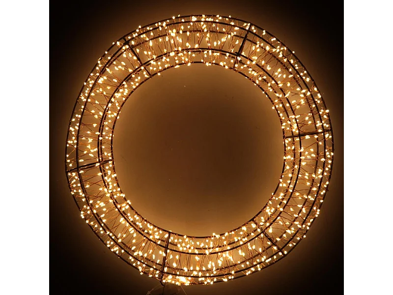 Ghirlanda 900 led metallo luce bianco caldo cm ø38h6,5