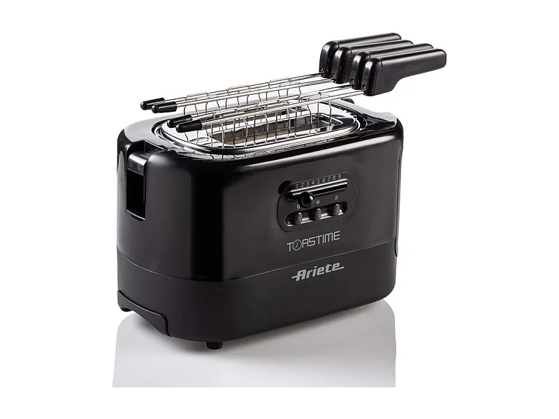 Tostapane con Pinze per 2 fette - 9 Gradi di Doratura - 700 Watt - Nero