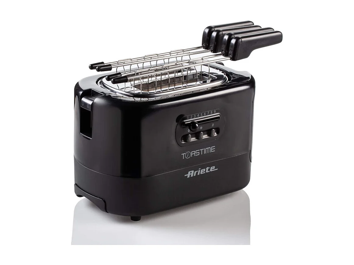 Tostapane con Pinze per 2 fette - 9 Gradi di Doratura - 700 Watt - Nero