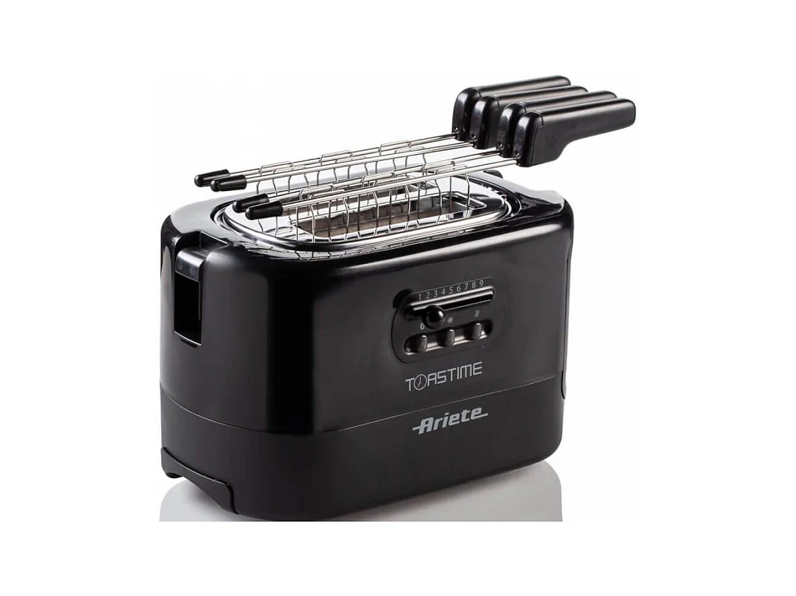 Tostapane con Pinze per 2 fette - 9 Gradi di Doratura - 700 Watt - Nero