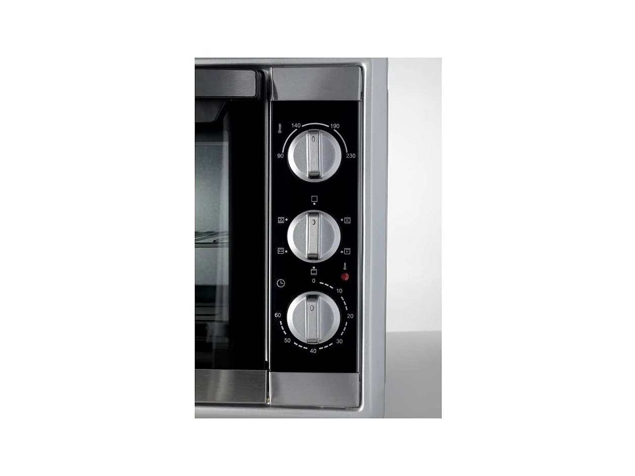 Forno elettrico ventilato con girarrosto 45L - Doppio vetro - Max 230° - 1800W - Acciaio Inox