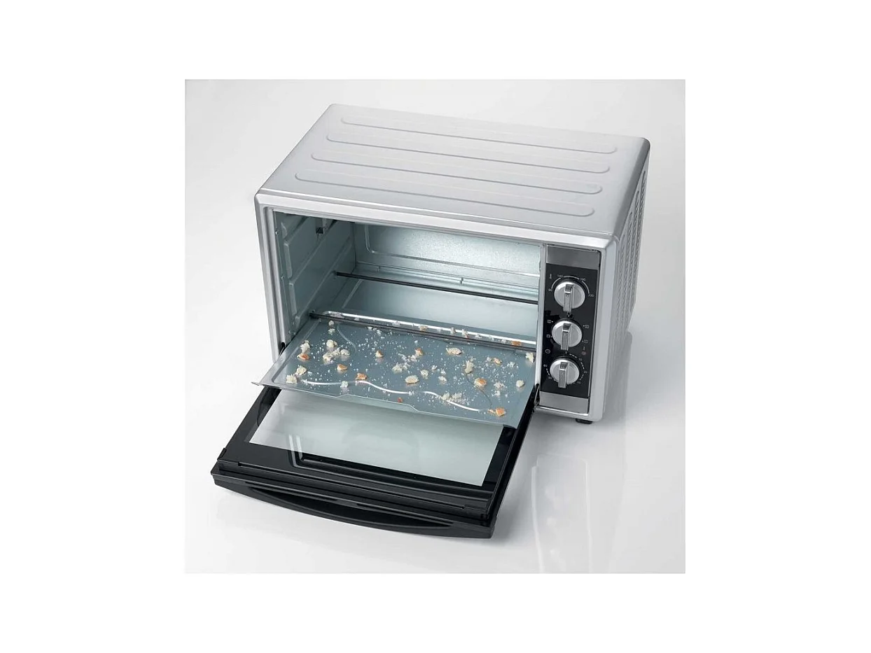 Forno elettrico ventilato con girarrosto 45L - Doppio vetro - Max 230° - 1800W - Acciaio Inox