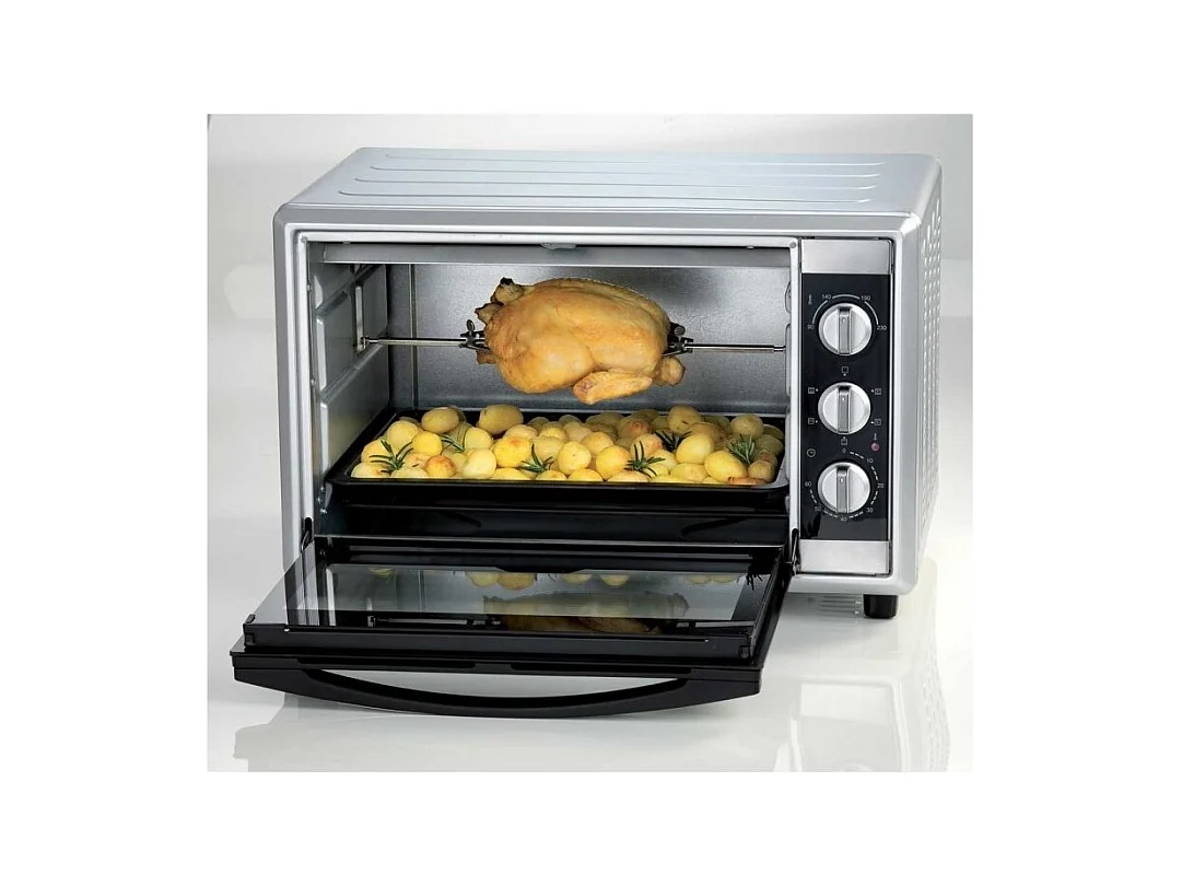 Forno elettrico ventilato con girarrosto 45L - Doppio vetro - Max 230° - 1800W - Acciaio Inox