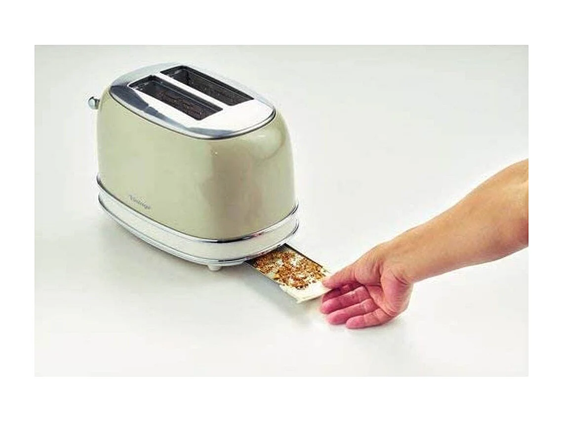 Tostapane Vintage 2 Fette - Con Pinze, 6 Livelli di Tostatura - Acciaio Inox - Beige