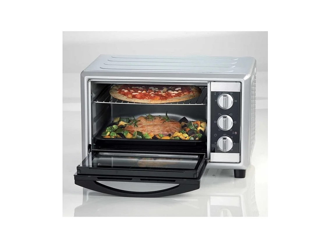 Forno elettrico ventilato 25L - Doppio vetro - Max 230° - 1500W - 6 posizioni cottura - Timer 60min