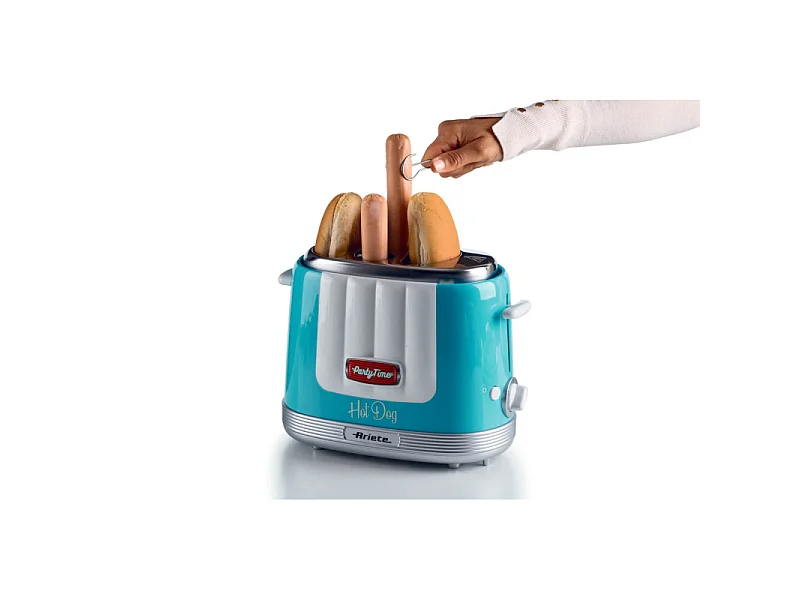 Macchina per Hot Dog 650W, 4 spazi di cottura, 5 livelli di cottura, espulsione automatica - Azzurro