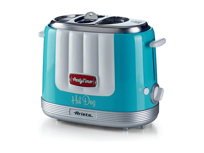 Macchina per Hot Dog 650W, 4 spazi di cottura, 5 livelli di cottura, espulsione automatica - Azzurro