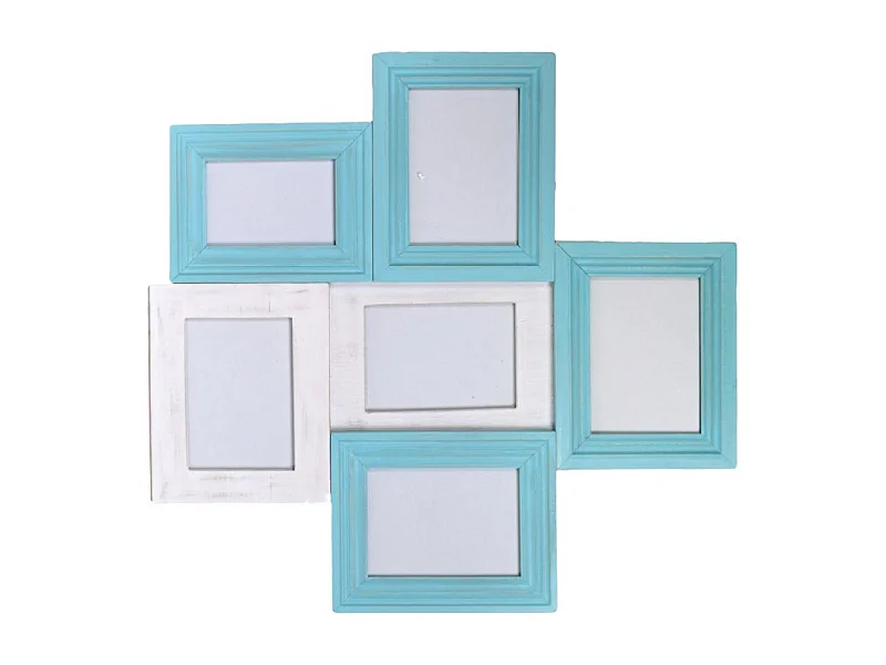 Portafoto muro legno multiplo 6p cm60x3h63,2