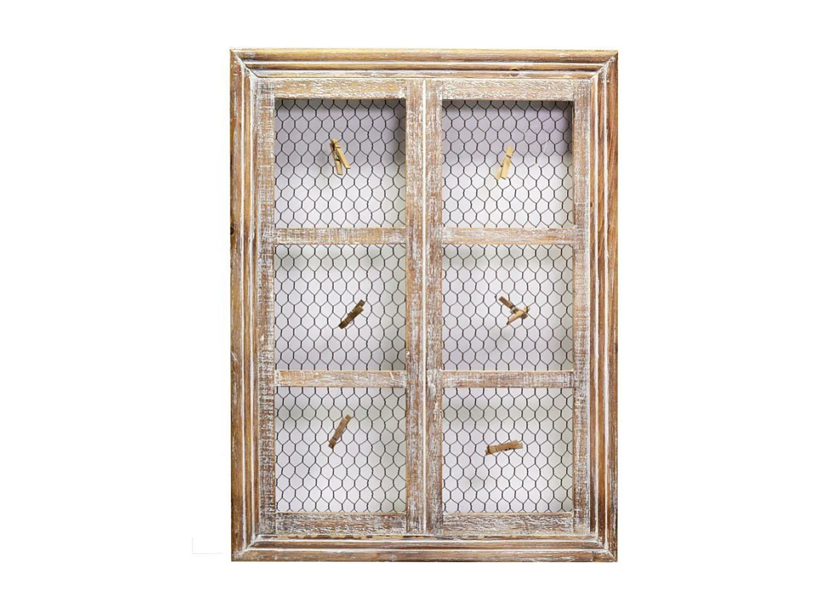 Portamemo legno finestra con mollette rettangolare cm 46x61x5,5