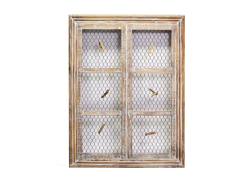 Portamemo legno finestra con mollette rettangolare cm 46x61x5,5