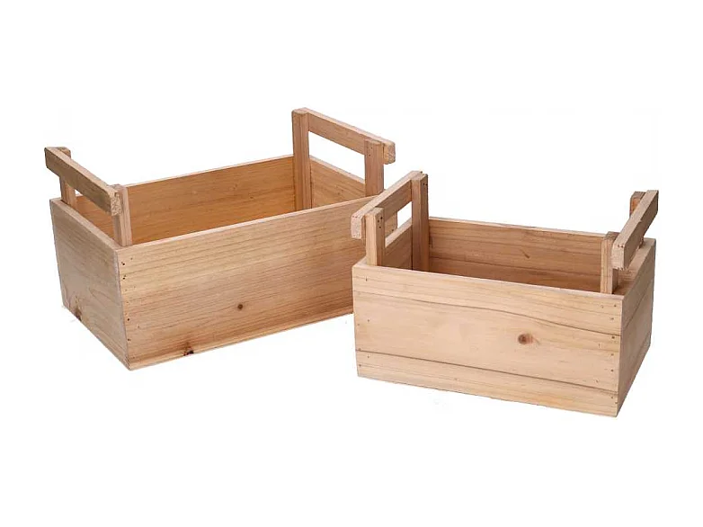 Cassetto legno con manici 1-2 naturale rettangolare cm 26,5x18h15