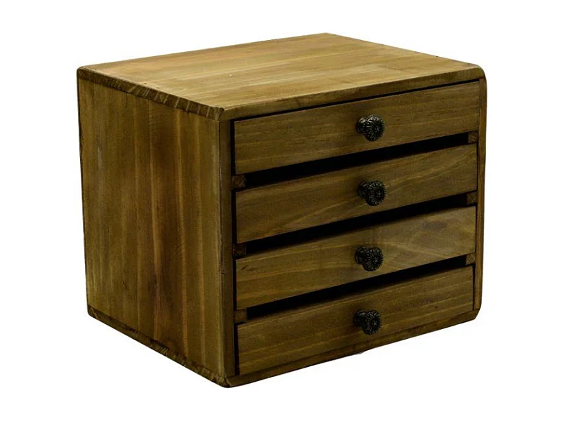 Portatutto legno rettangolare 4 cassetti cm 21,5x18h18