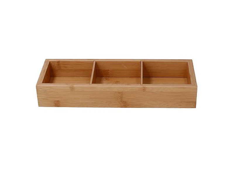 Cassetto bambù 3 scomparti naturale rettangolare cm30,5x11h4,8