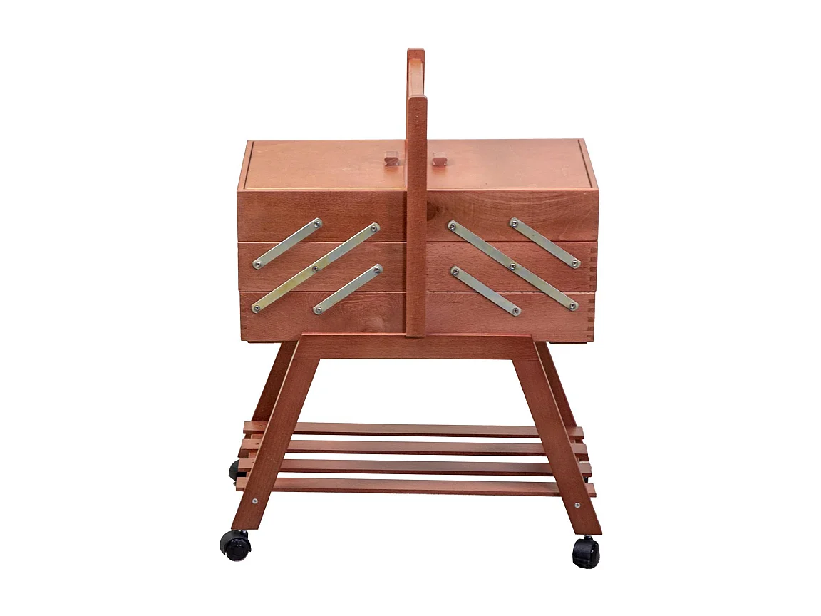 Portalavoro n.40 legno con ruote noce cm45x28h62