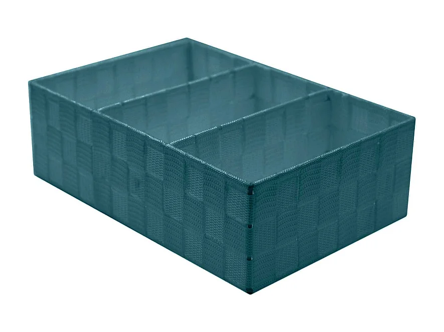 Cassetto poliestere verde acqua 3 scomparti rettangolare cm31x21h10