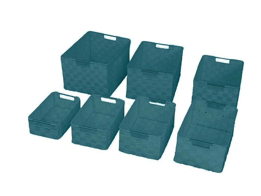 Cassetto poliestere 1-7 verde acqua rettangolare cm 38x28h21