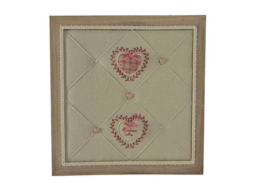 Portamemo legno con stoffa rouge quadro cm 47x47x7