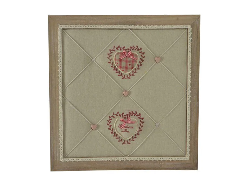 Portamemo legno con stoffa rouge quadro cm 47x47x7