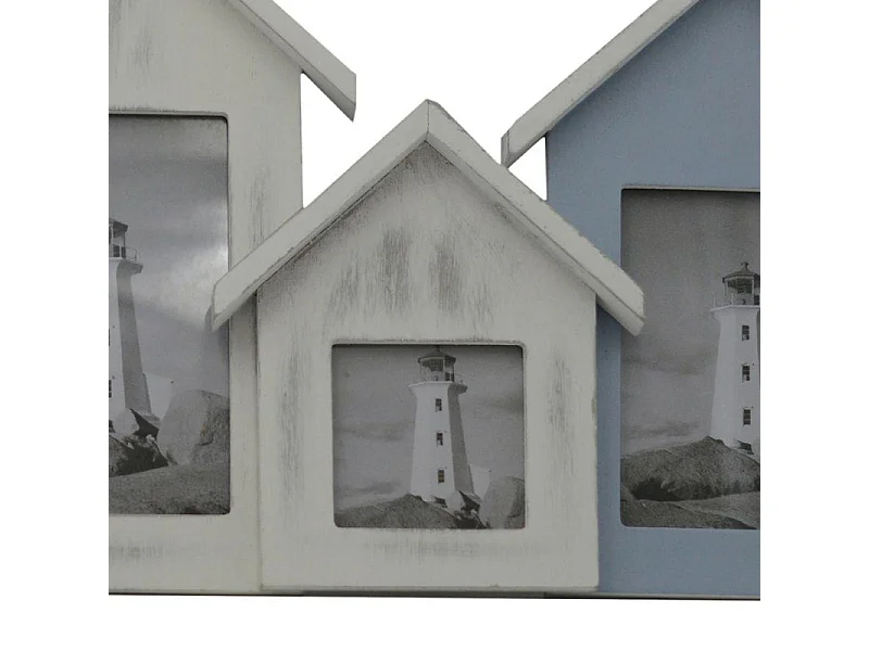 Portafoto mare legno cabine multiplo 5pcm 60x3,5h26