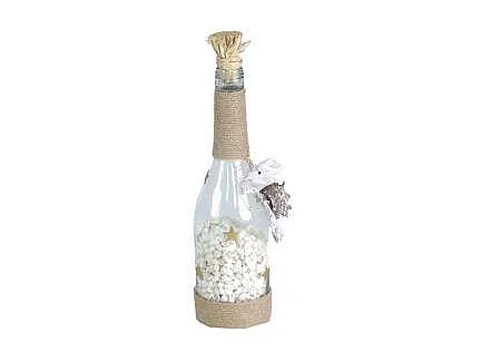 Bottiglia mare con conchiglie cm 8xh30x8con stelle applicate