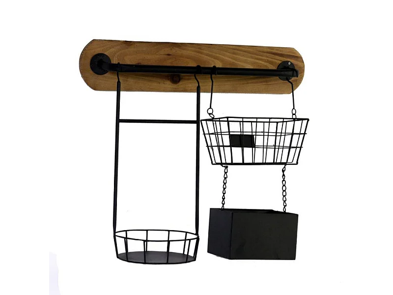 Portatutto metallo nero 2p cm57x20h49