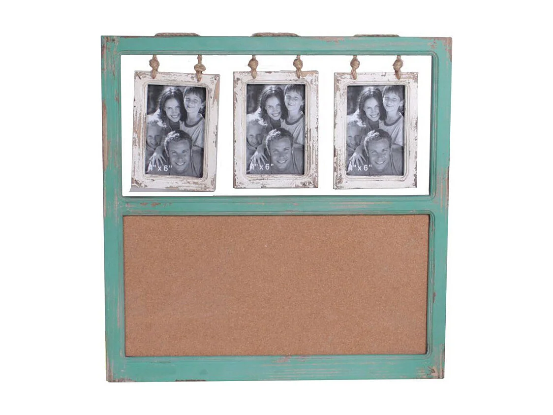 Portafoto muro legno rettangolare multiplo 3p cm 54x2,5h55