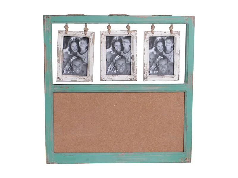 Portafoto muro legno rettangolare multiplo 3p cm 54x2,5h55