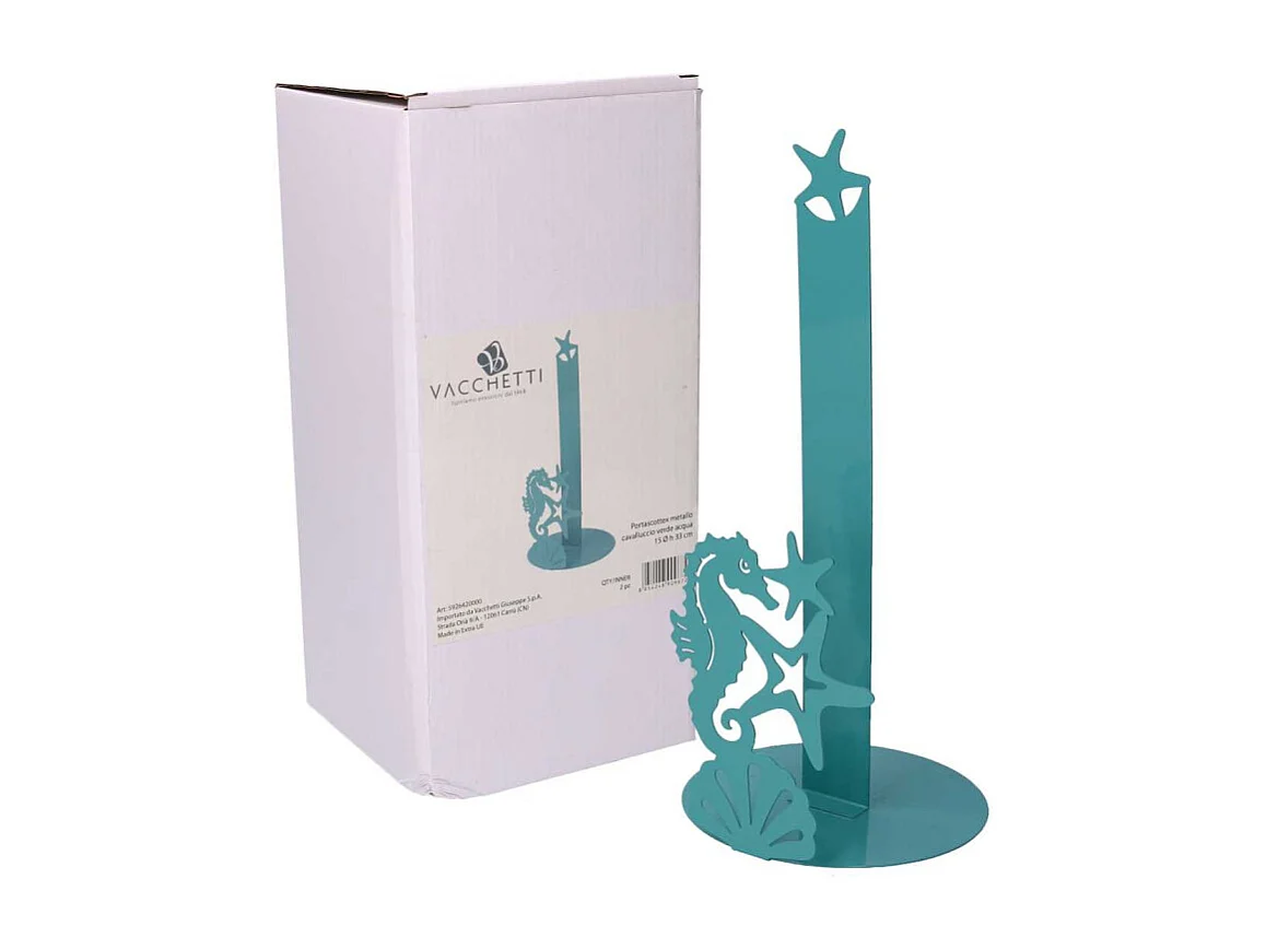 Portascottex metallo cavalluccio verde acqua tondo cm ø15h33