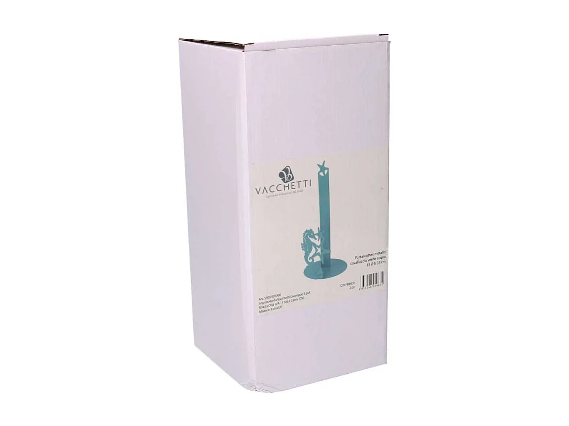 Portascottex metallo cavalluccio verde acqua tondo cm ø15h33