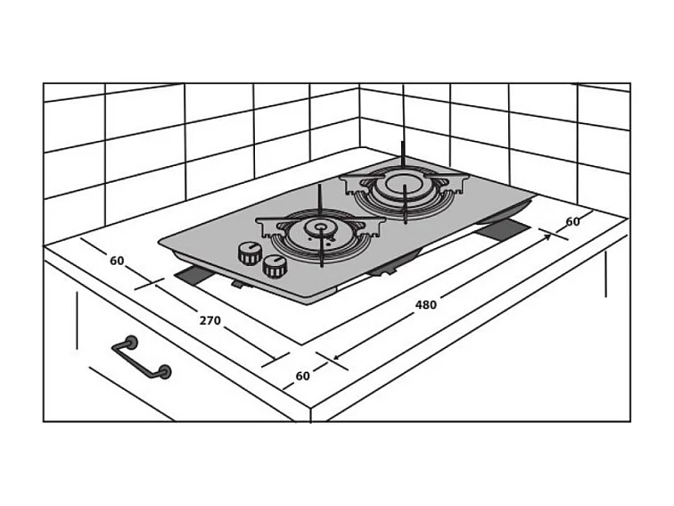 Samet Piano cottura vetro Antek 30 nero 2 bruciatori