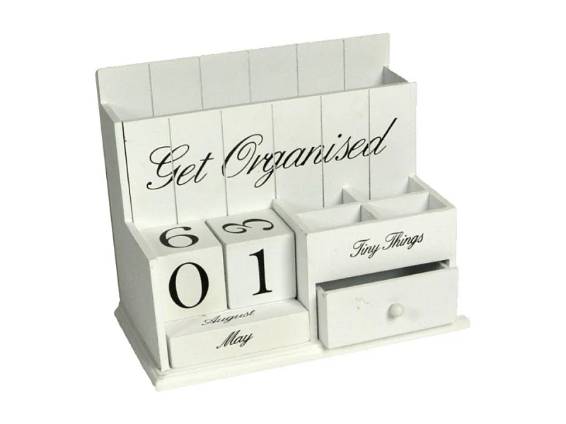 Portatutto da scrivania legno bianco cm 28x16h21