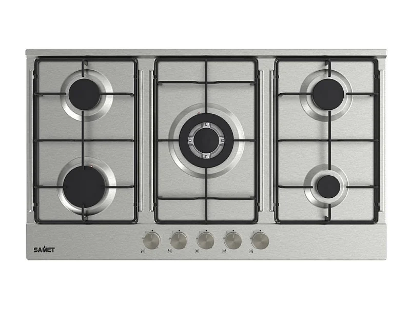 Piano cottura Samet Apollo 2 a gas da incasso 5 fuochi 90 cm. in acciaio inox