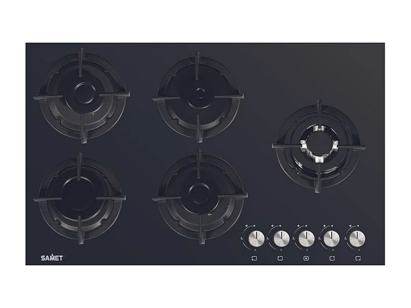 Samet Piano cottura Minerva 90 in vetro 5 fuochi nero