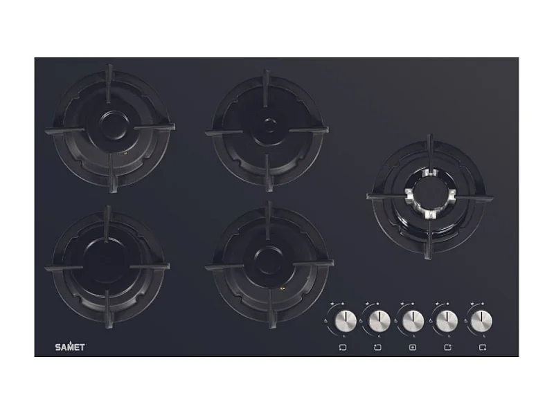 Samet Piano cottura Minerva 90 in vetro 5 fuochi nero