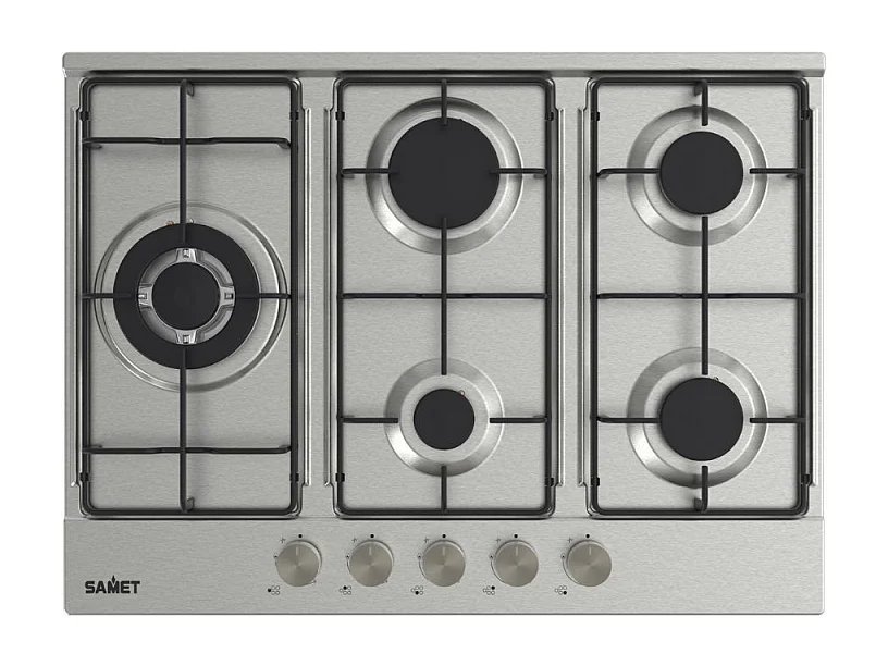 Piano cottura Ercole 2 a gas da incasso 5 fuochi 70 cm. in acciaio inox