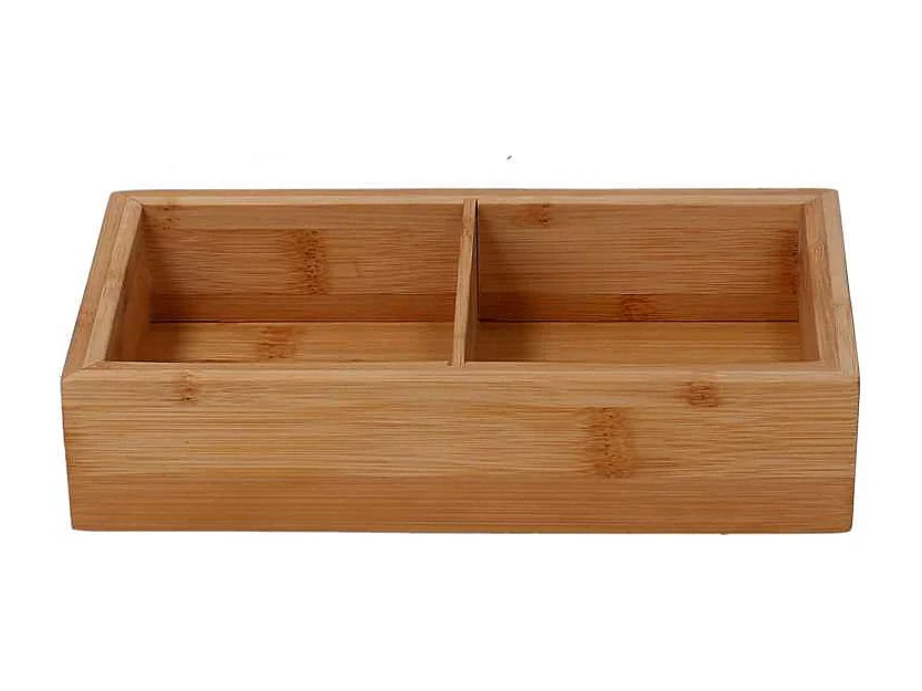 Cassetto bambù 2 scomparti naturale rettangolare cm21x11h4,8
