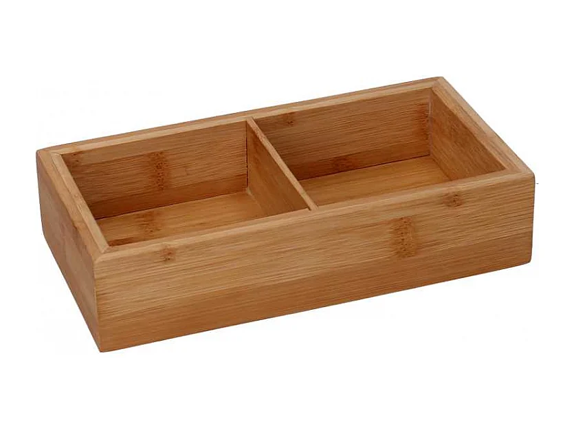 Cassetto bambù 2 scomparti naturale rettangolare cm21x11h4,8