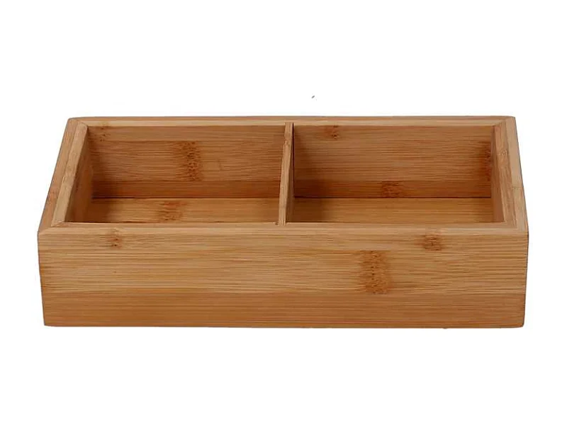 Cassetto bambù 2 scomparti naturale rettangolare cm21x11h4,8