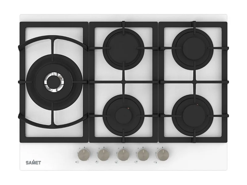 Piano cottura Samet Dafne 70 a gas da incasso 5 fuochi 70 cm in vetro bianco