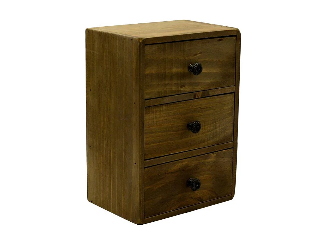 Portatutto legno rettangolare 3 cassetti cm 17x12h24