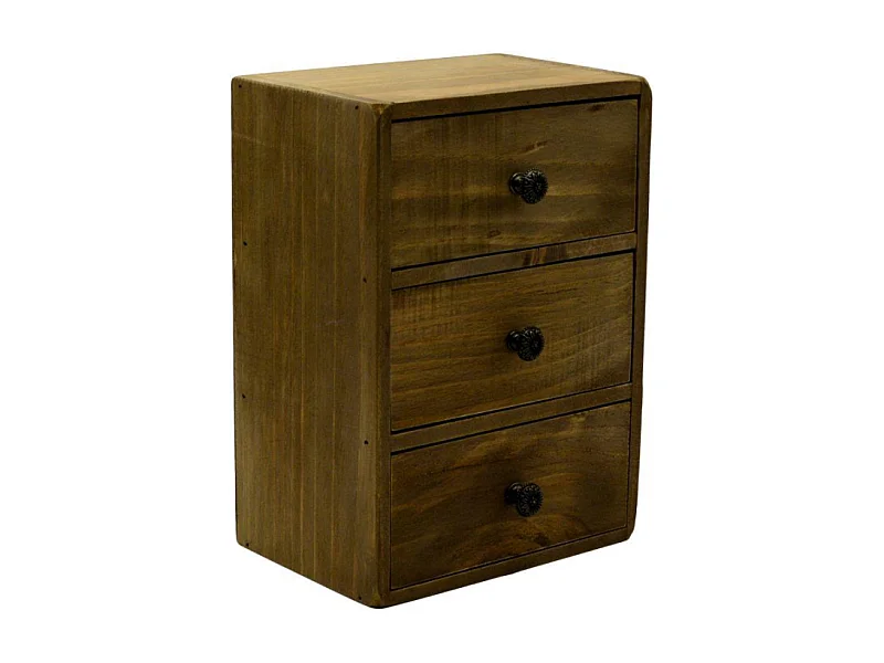 Portatutto legno rettangolare 3 cassetti cm 17x12h24