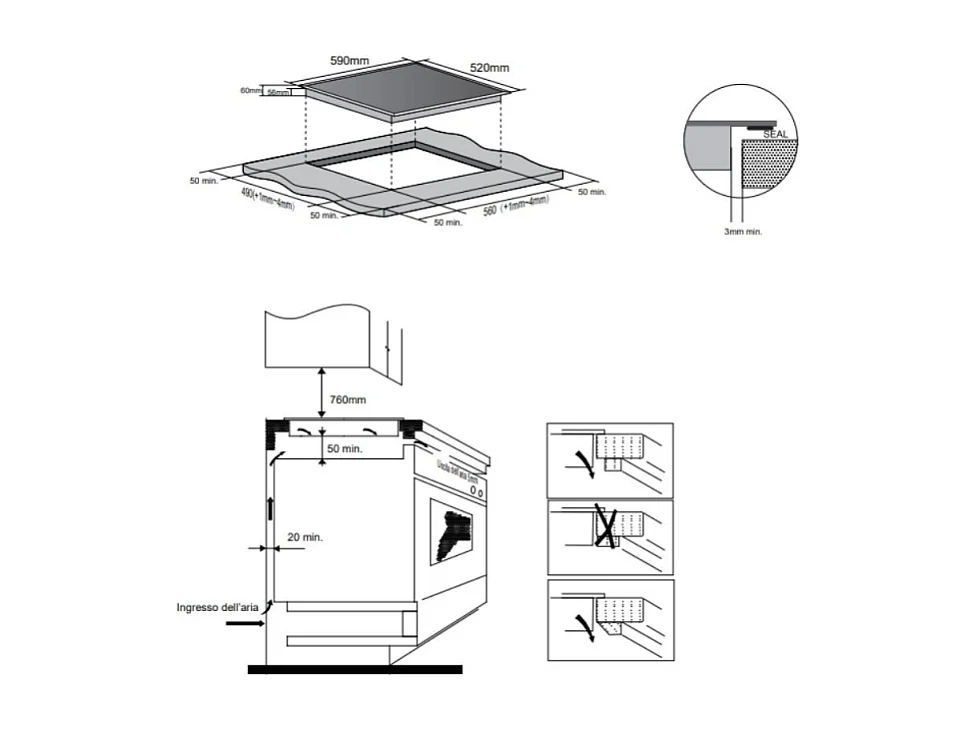 Piano cottura induzione da incasso 4 zone Master Kitchen MKHI604BK